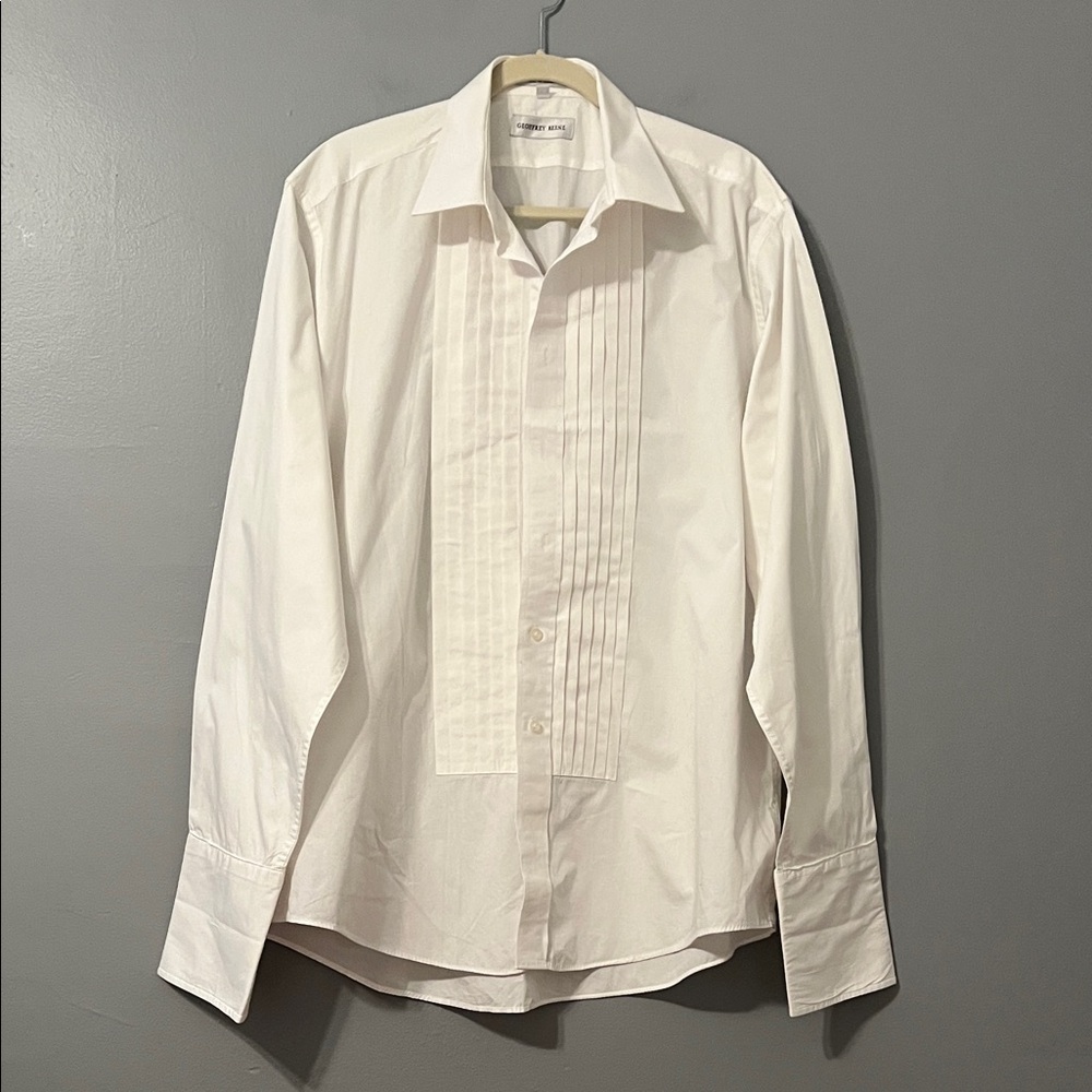 Geoffrey Beene White Pleated Front Men's Dress Shirt